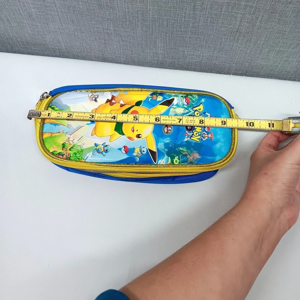 Pokemon GO Pikachu Pencil Case‎ Blue Yellow Zipper School Supply Pouch Kids